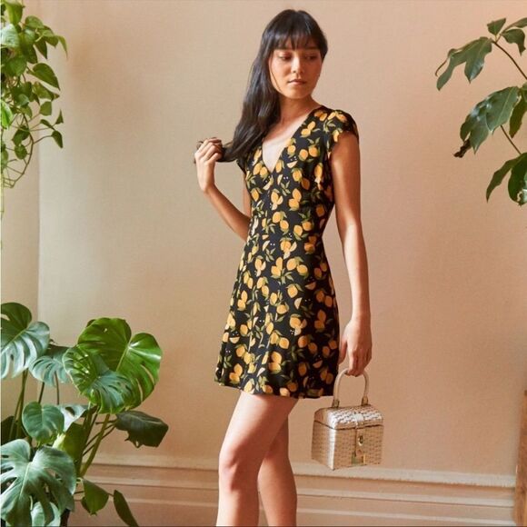 Reformation Deven Dress in Lemon Print - Picture 2 of 7